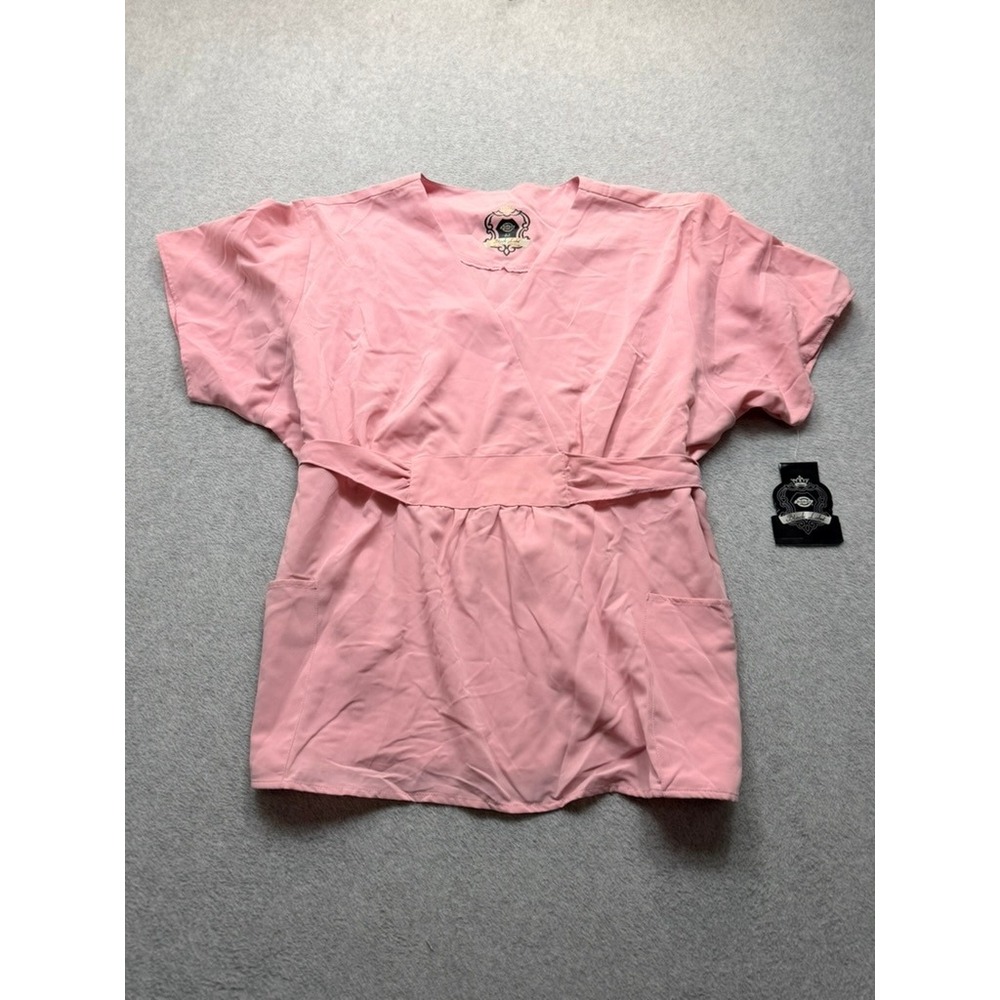Dickies Black Label Pink Scrub Top Mock Wrap Empire Waist 2XL NWT
